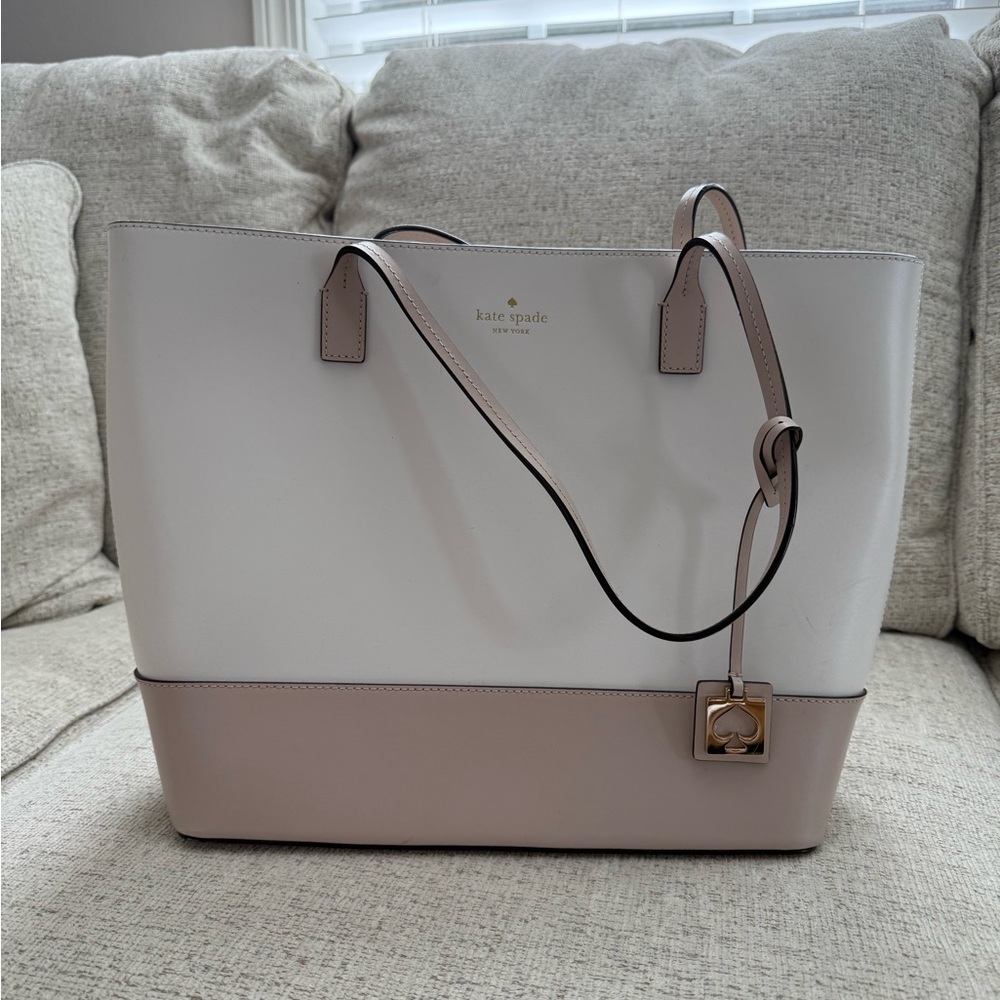 Kate Spade Elegant Tote - White and Tan